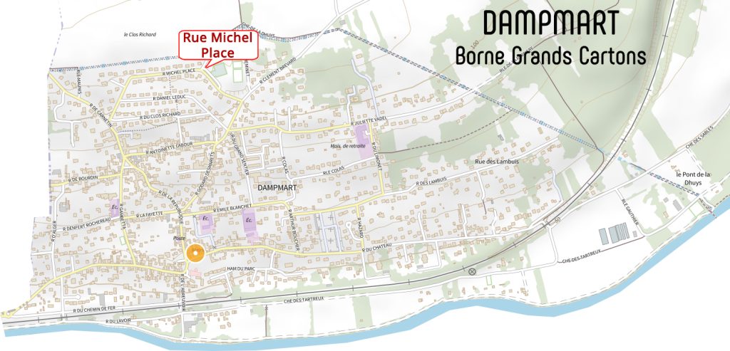 Plan bornes cartons Dampmart