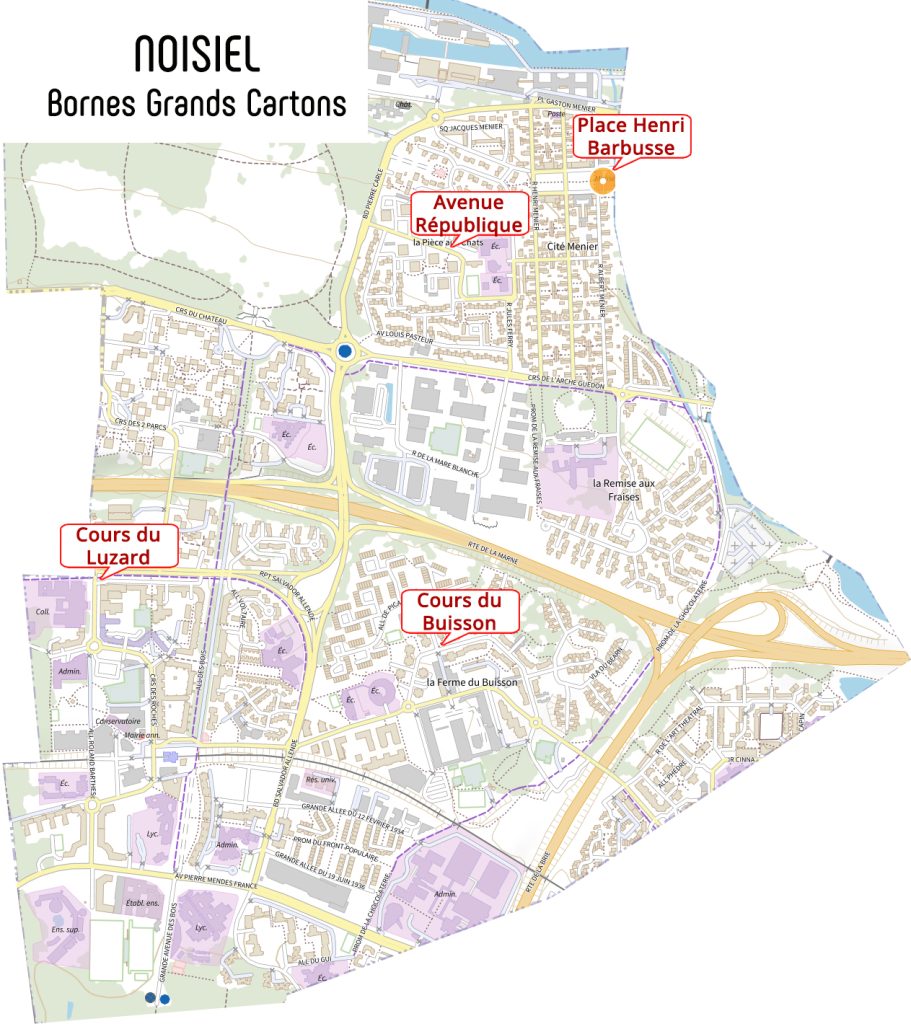 Plan bornes cartons Noisiel