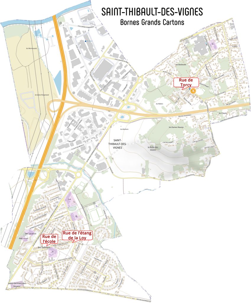 Plan bornes cartons Saint-Thibault-des-Vignes