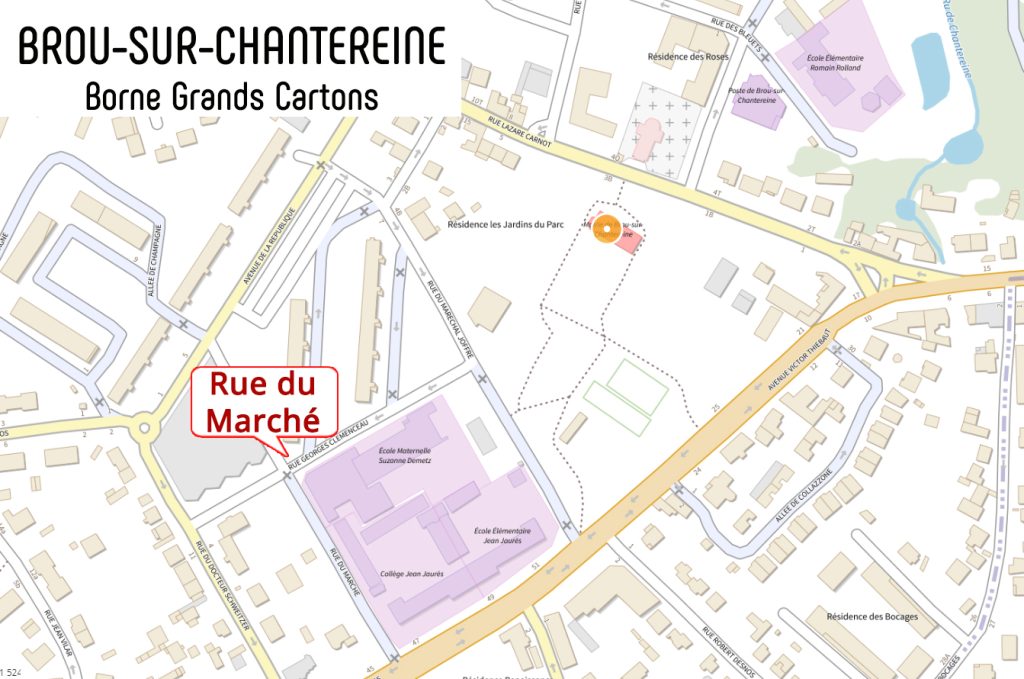Plan bornes cartons Brou-sur-Chantereine